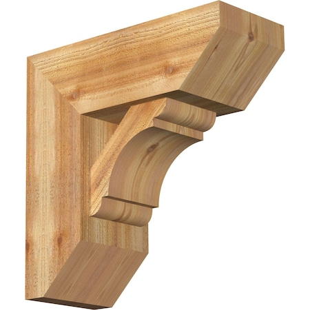 Ekena Millwork Olympic Slat Rough Sawn Bracket w/ Offset Brace, Western Red Cedar, 8"W x 20"D x 20"H BKT0806X20X20OLY06RWR